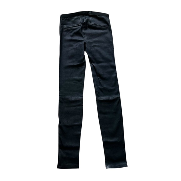 Helmut Lang Lamb Leather Leggings Pants Skinny Black Pull On Fall Size 4 Small - Picture 4 of 8